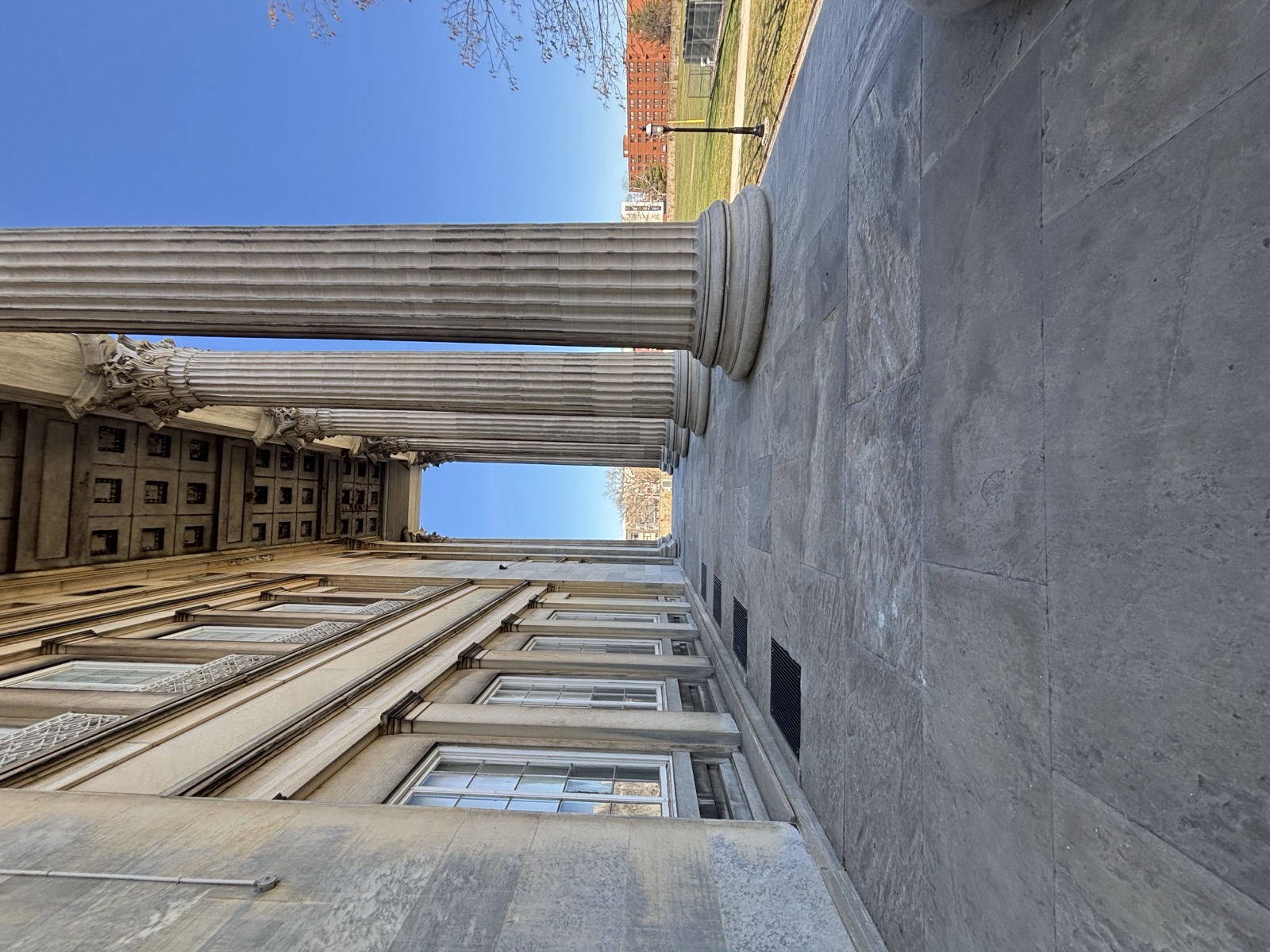 The covered steps at Founders Hall where the ceremony will take place